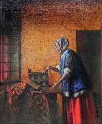 Pieter de Hooch Die Goldwagerin painting